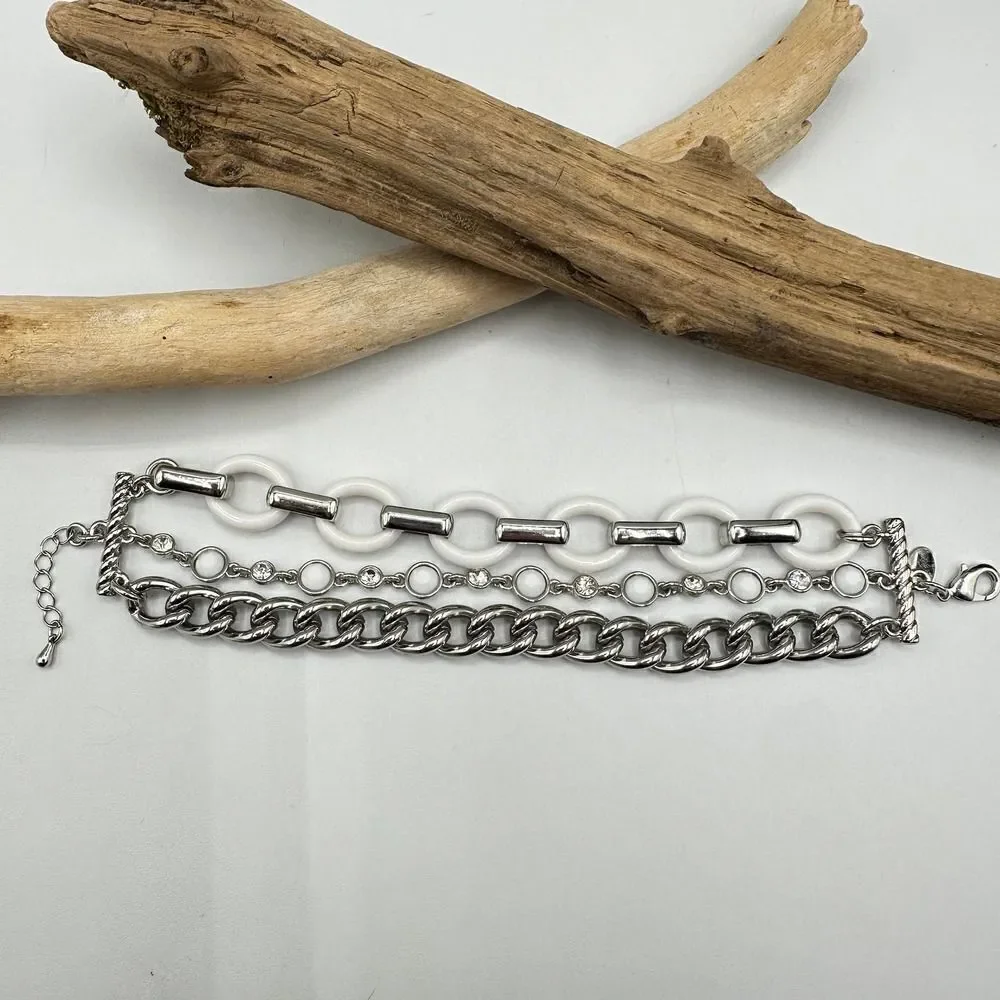 Lia Sophia Wayfarer Three Strand Chain Link Bracelet